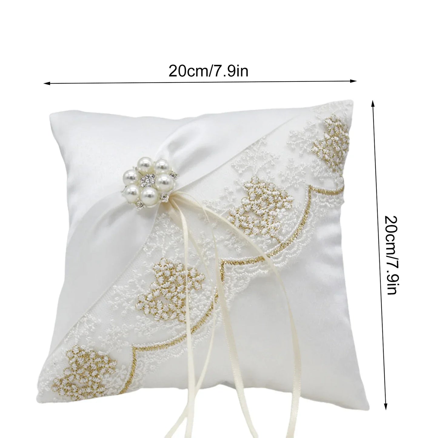 Coussin alliance perles et ruban