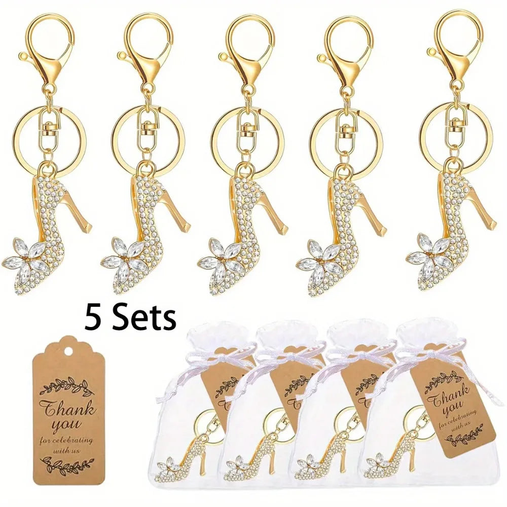 Porte-clé escarpin strass doré mariage — vue 6