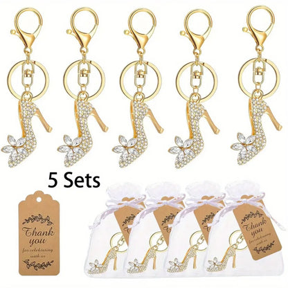 Porte-clé escarpin strass doré mariage — vue 6