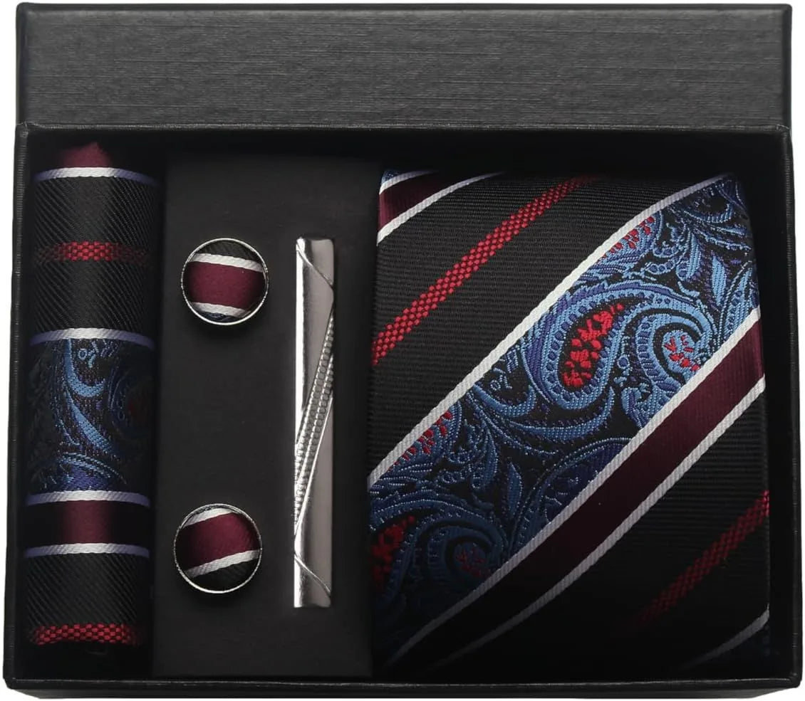 Coffret cravate mariage pochette et boutons manchette