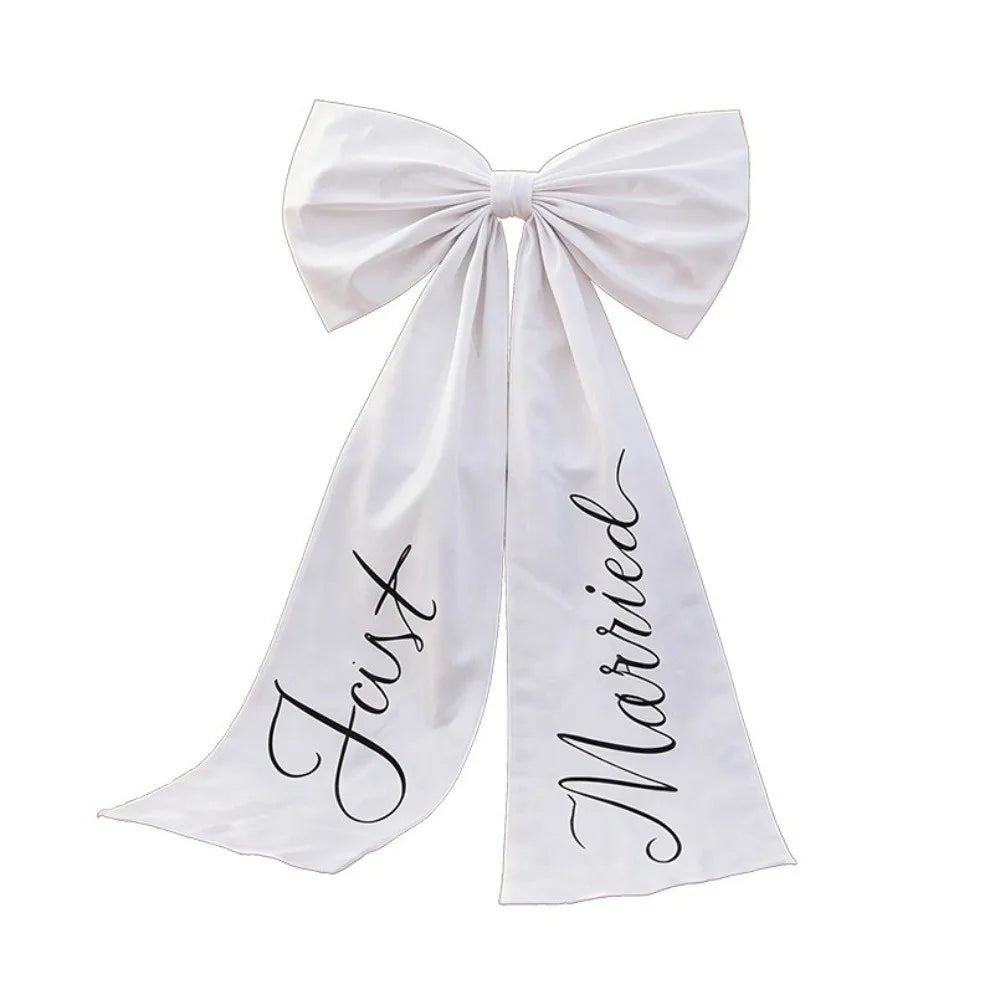 Nœud Voiture Mariage Blanc Épuré — vue 6