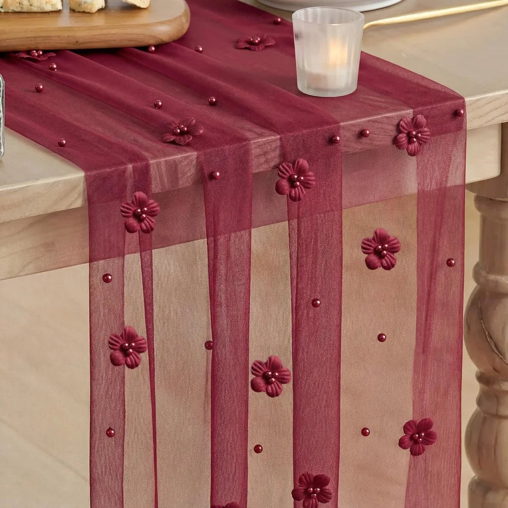 Chemin de Table Tulle Perles
