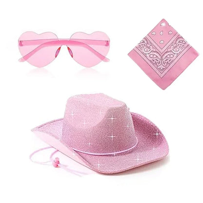 Chapeau Cowboy EVJF Pailleté 3 Pièces