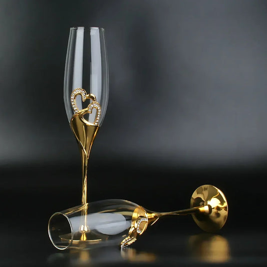 Flûte Champagne Pied Cœur Doré