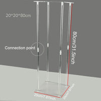 Colonne Centre de Table Mariage Acrylique Transparente — 80 cm