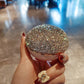 Luxury Diamond Round Engagement Velvet Ring Box LED Light Jewelry Organizer Earrings Case Wedding Proposal Gift Box Trinket Box