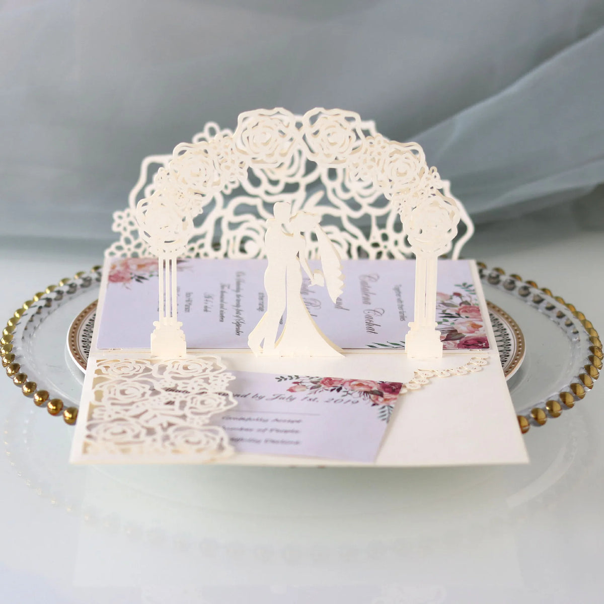 Faire-Part Mariage 3D Arche de Roses — vue 8