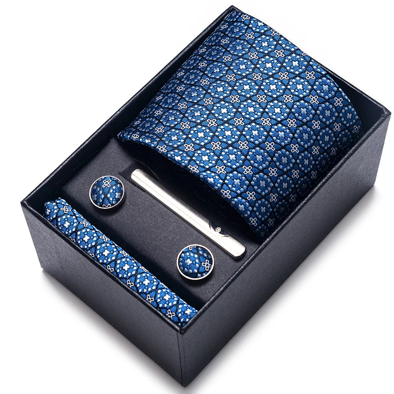 Coffret Cravate Mariage Homme Pochette et Boutons de Manchette