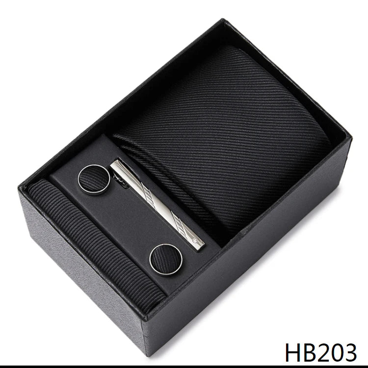 Coffret Cravate Mariage Homme Pochette et Boutons de Manchette