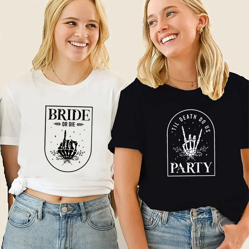 T-shirt EVJF Bride or Die Squelette