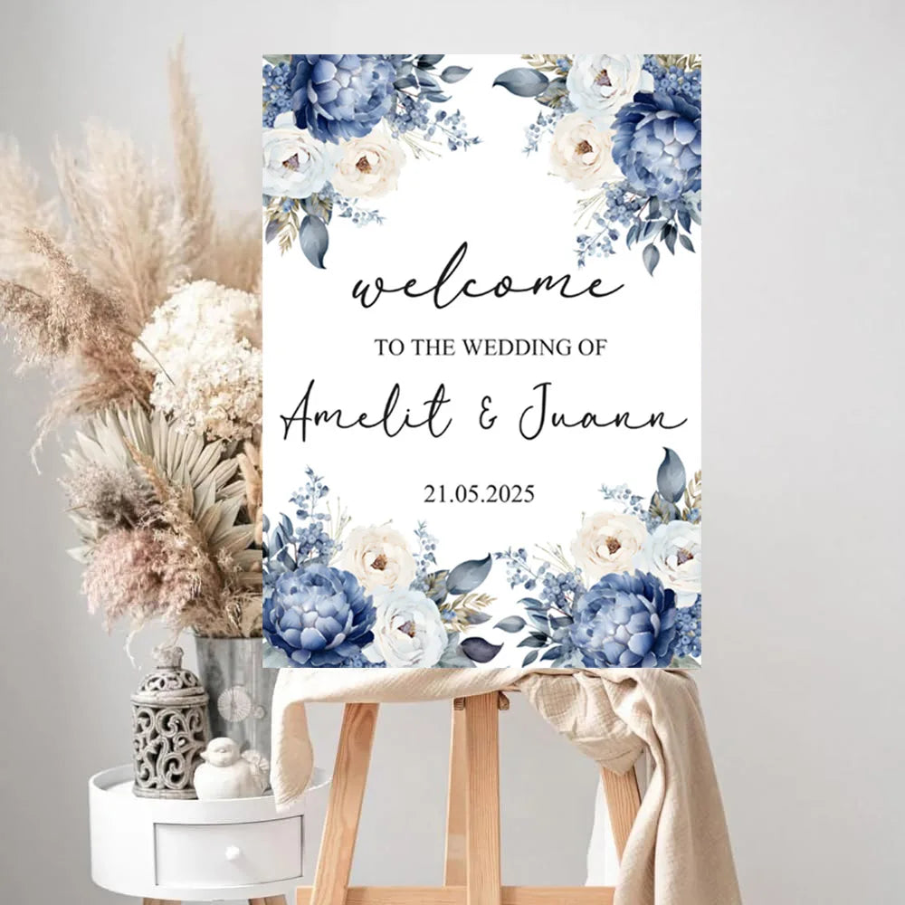 Panneau bienvenue mariage personnalisé prénoms et date