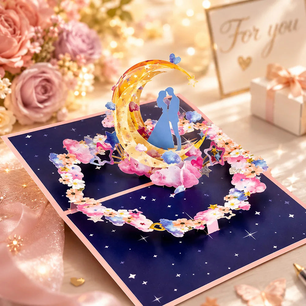 Carte Pop-Up 3D Fleurs et Mariage