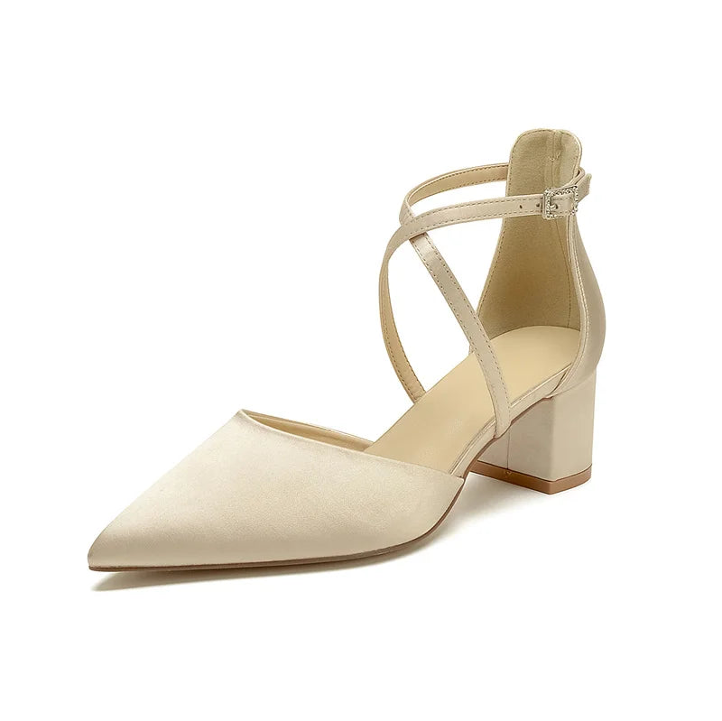 Escarpins Mariée Satin Talon Carré