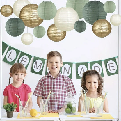 Lanterne mariage papier vert sauge — vue 5
