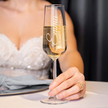 Duo de Flûtes à Champagne Personnalisées Mariés