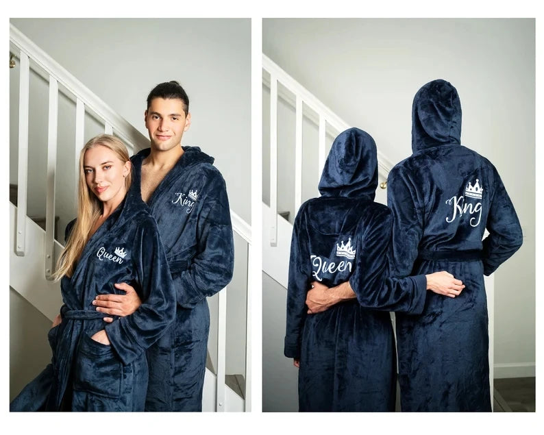 Peignoir couple personnalisé à capuche