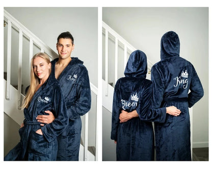Peignoir couple personnalisé à capuche