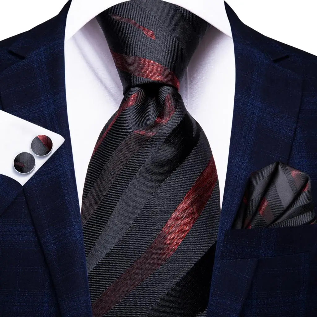 Coffret Cravate Mariage Homme avec Pochette et Manchettes