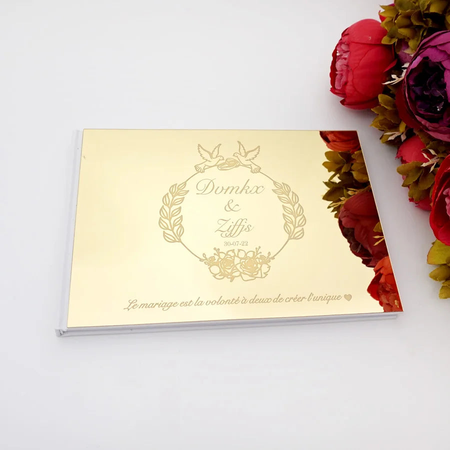 Livre d'Or Mariage Miroir Personnalisé Format Paysage 25x18 cm