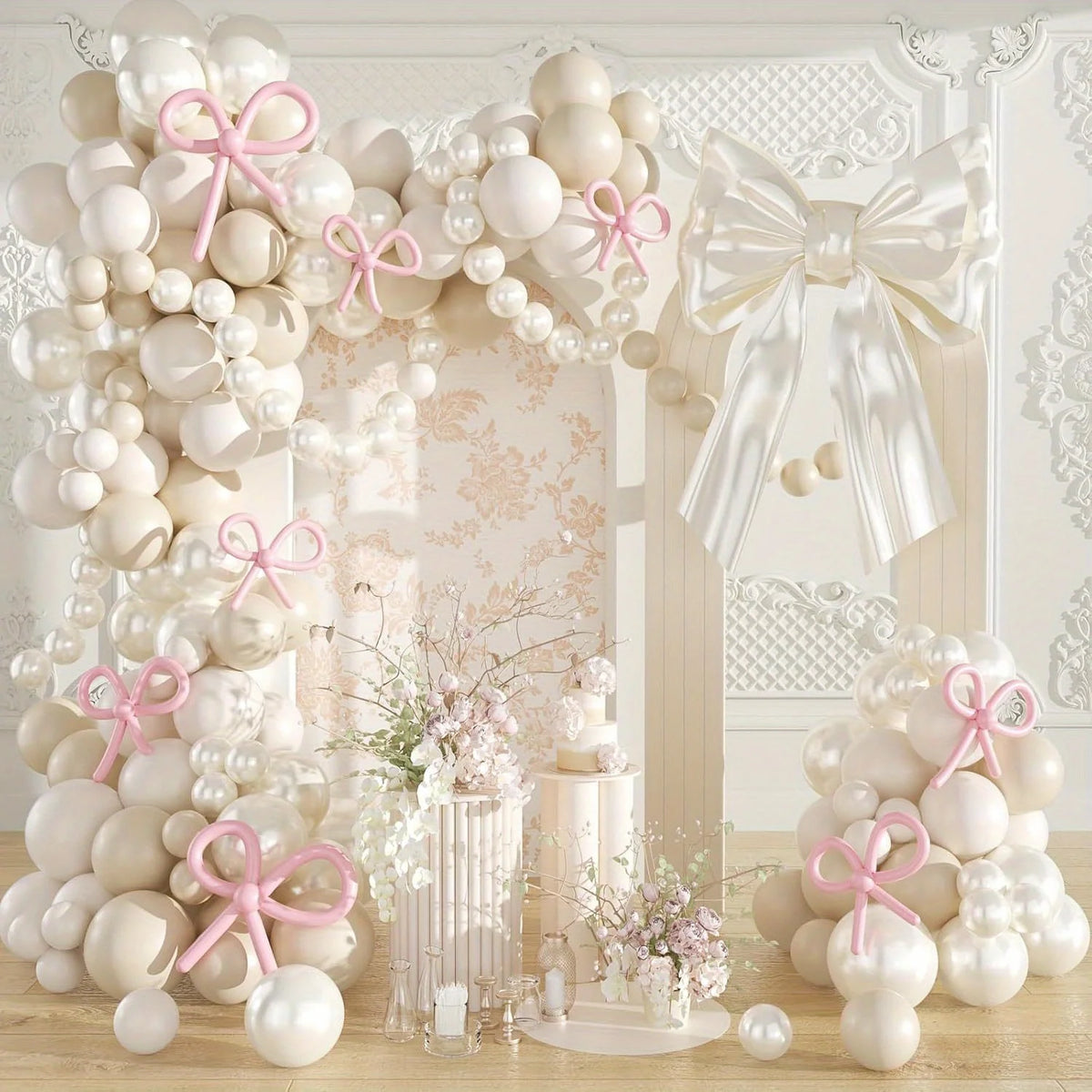 Arche de ballons mariage blanc perle
