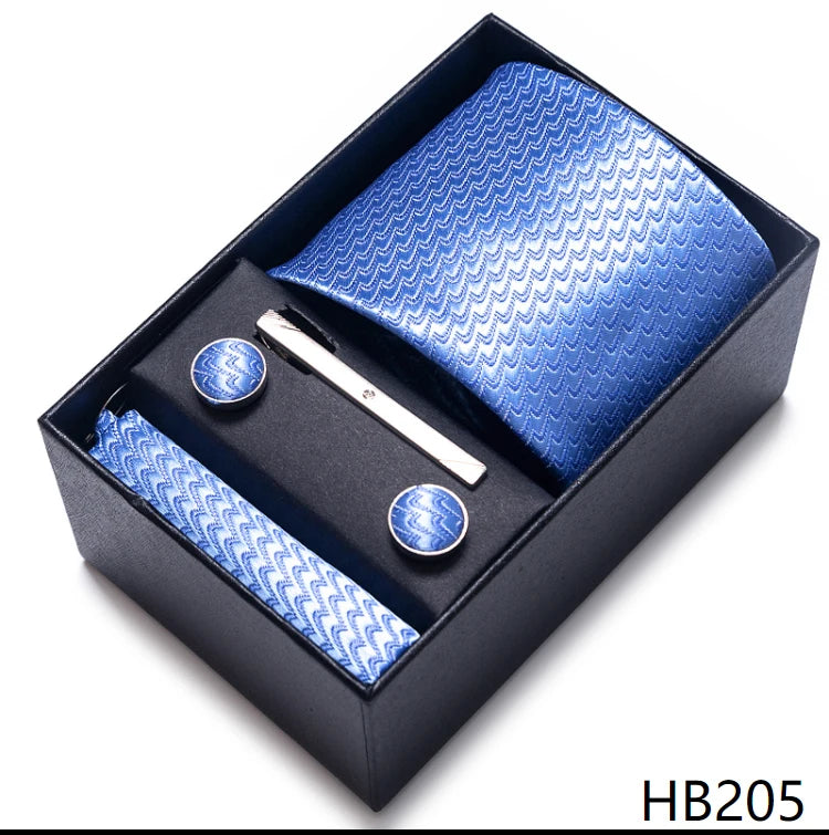 Coffret Cravate Mariage Homme Pochette et Boutons de Manchette
