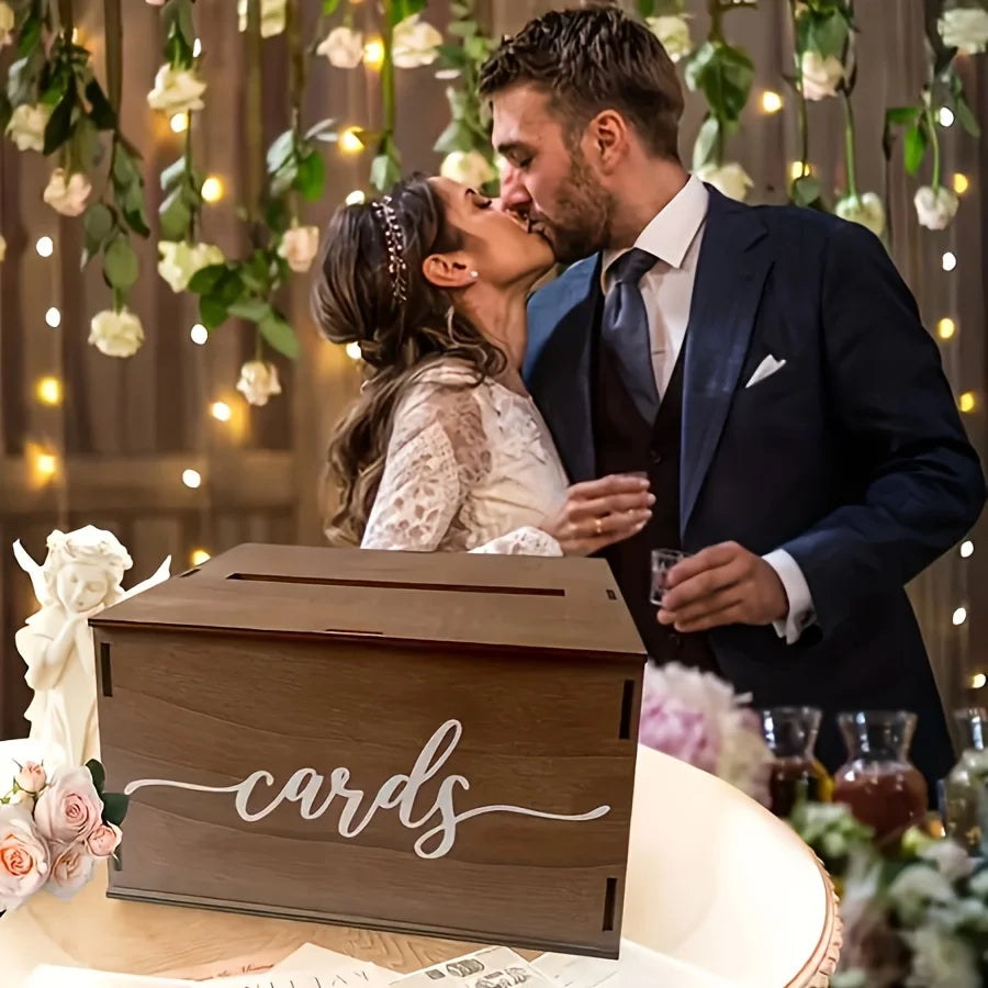 Urne Mariage en Bois Brun à Fente