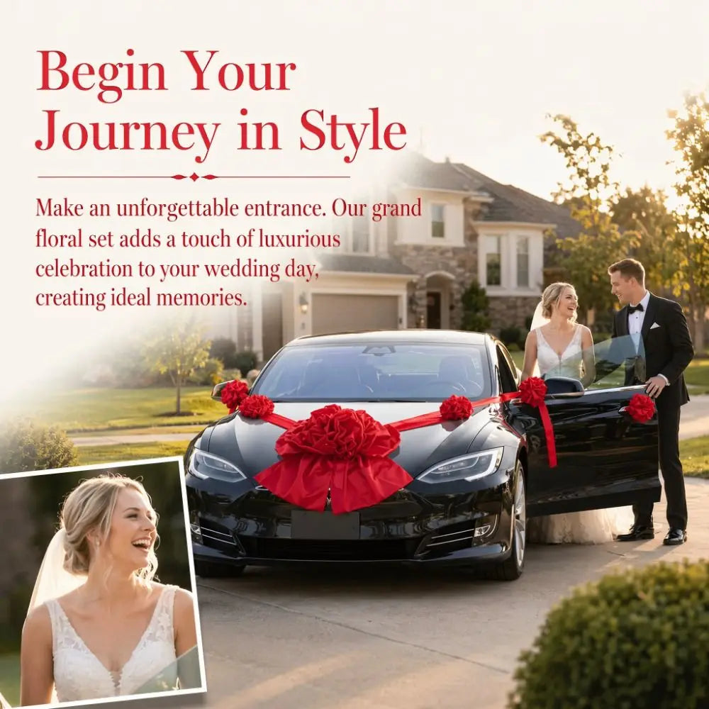 Décoration Voiture Mariage Rouge pour Capot — vue 5