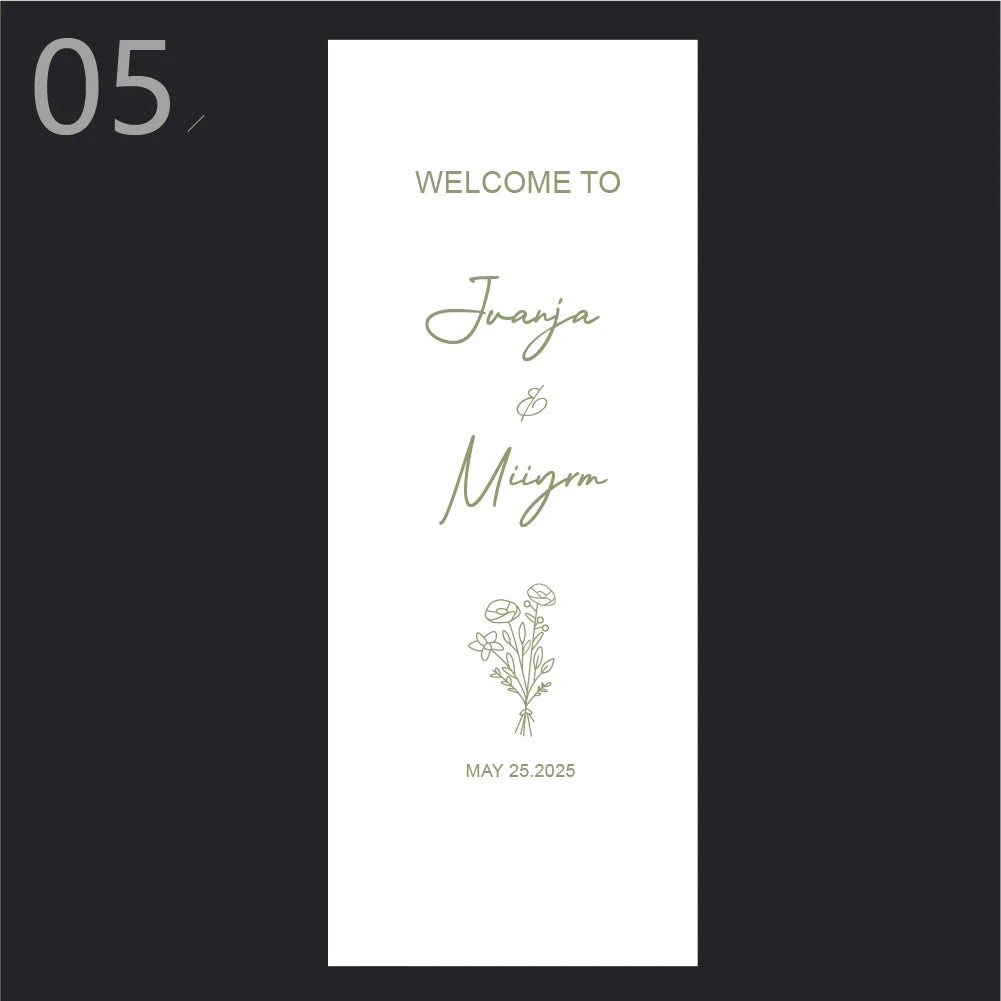 Panneau Bienvenue Mariage Tissu Blanc Suspendu