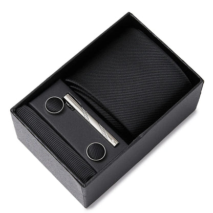 Coffret Cravate Mariage Homme Pochette et Boutons de Manchette