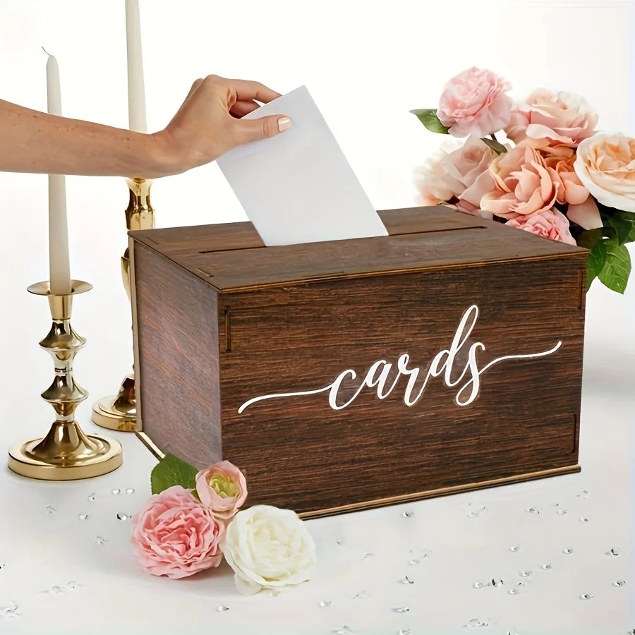 Urne Mariage en Bois Brun à Fente