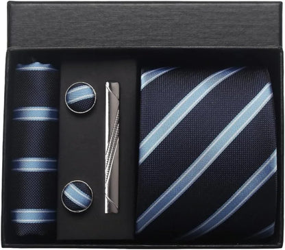 Coffret Cravate Mariage 8 cm Pochette Pince et Manchettes