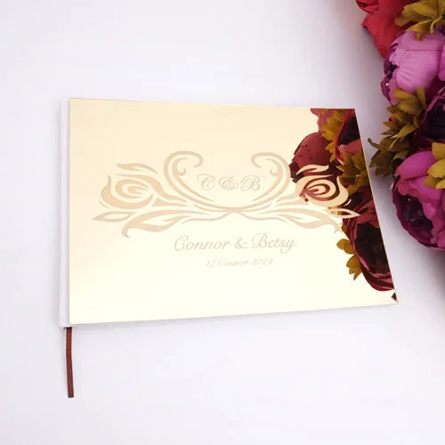 Livre d'Or Mariage Miroir Personnalisé Format Paysage 25x18 cm