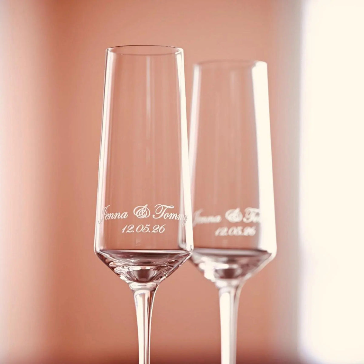 Verre champagne gravé prénoms mariage