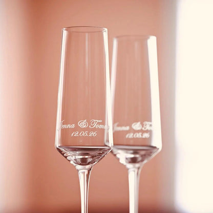 Verre champagne gravé prénoms mariage