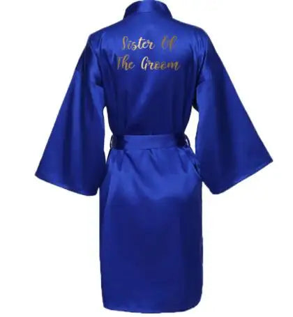 Peignoir Satin Bleu Roi Imprimé Doré — vue 11