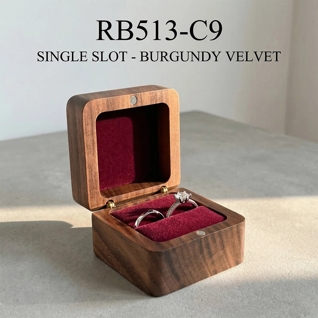 Boîte à Alliance Mariage en Bois Personnalisée