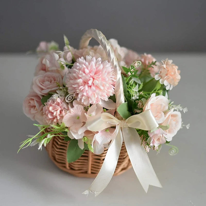 Panier fille d'honneur en osier ruban satin