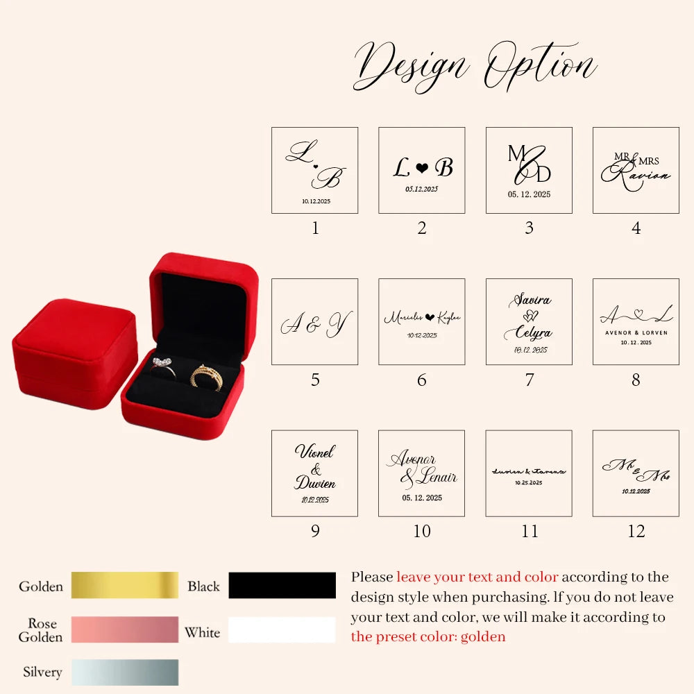 Boîte alliance double velours personnalisée