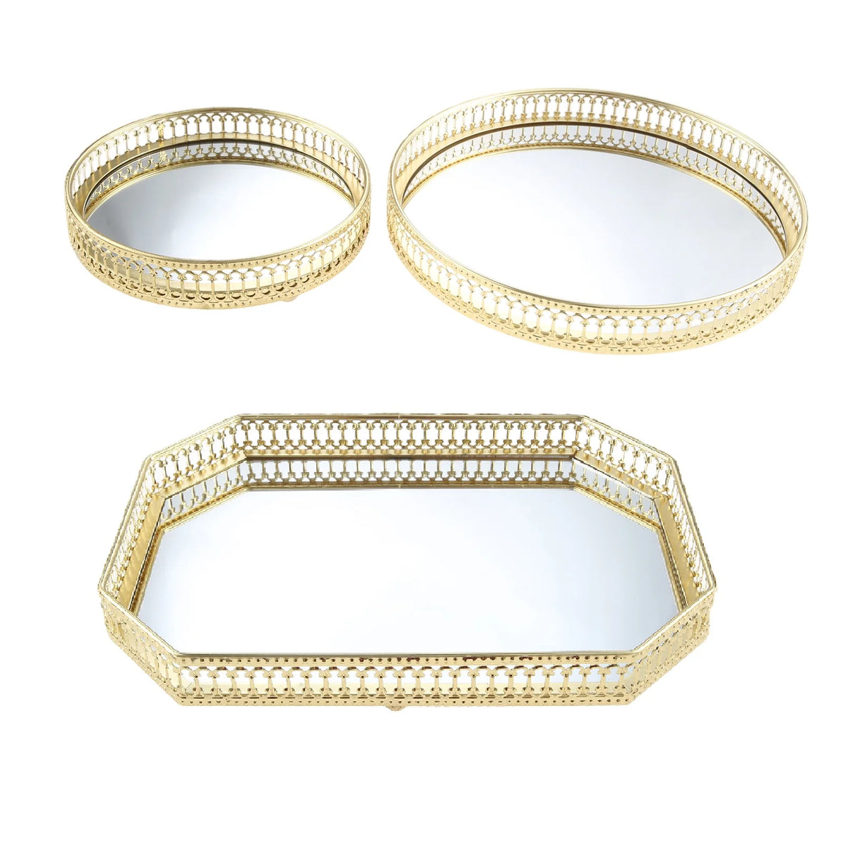 Plateau Miroir Doré Ajouré Mariage
