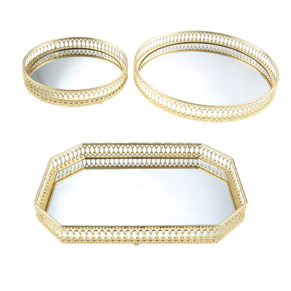 Plateau Miroir Doré Ajouré Mariage