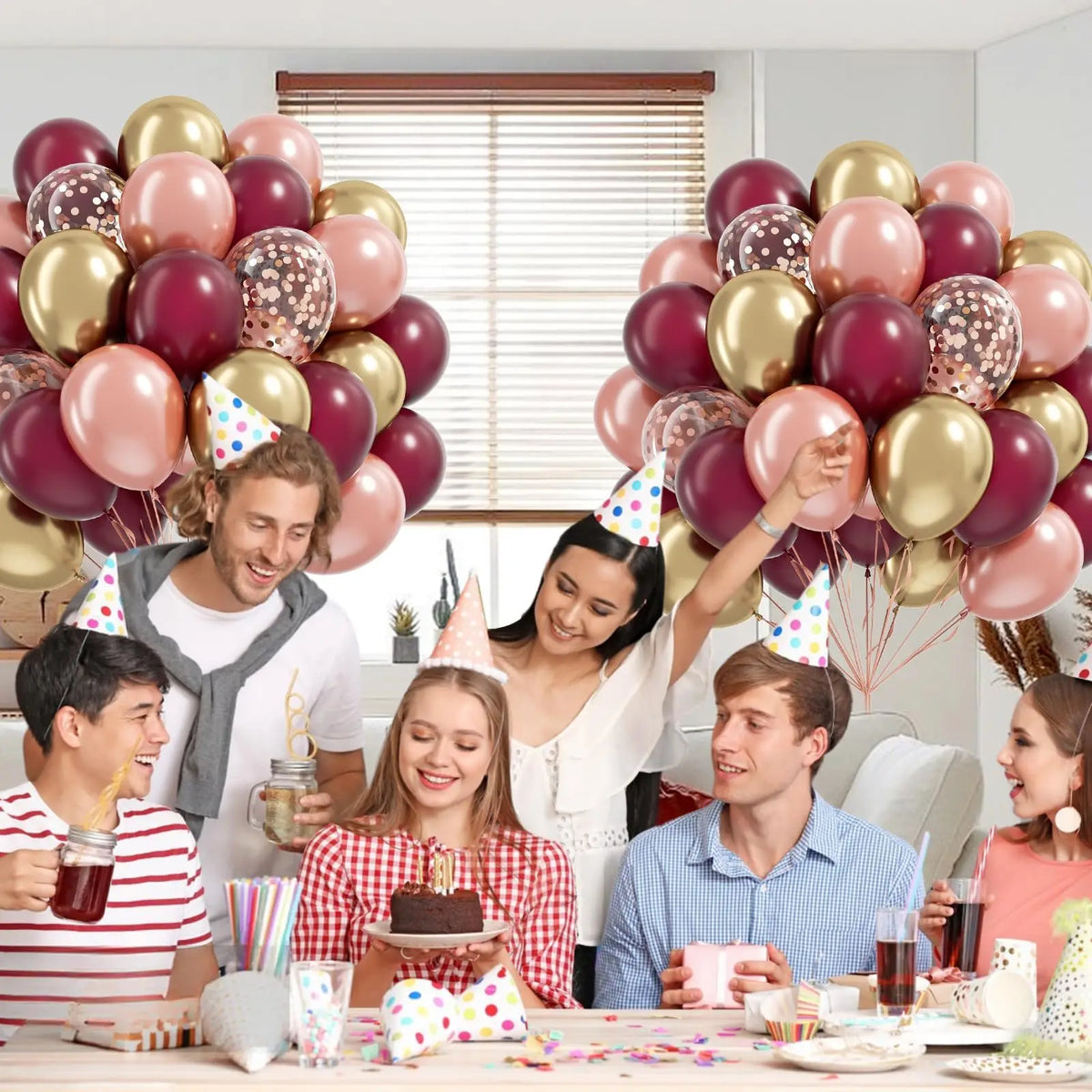 Ballons Mariage Bordeaux Or Rose