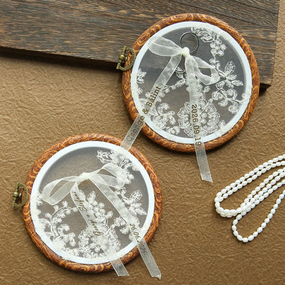 Porte alliance blanc perles et fleurs — vue 5