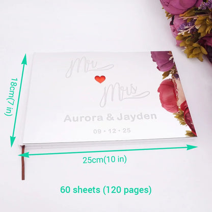 Livre d'Or Mariage Miroir Personnalisé Format Paysage 25x18 cm