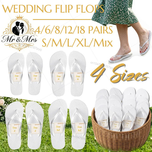 Lot de tongs blanches mariage