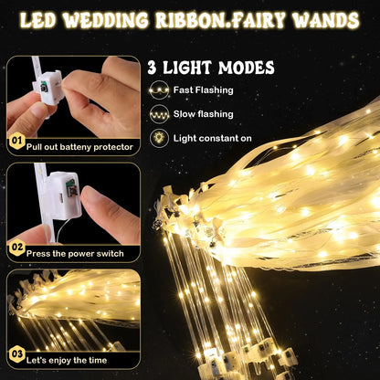 Baguettes lumineuses mariage à rubans
