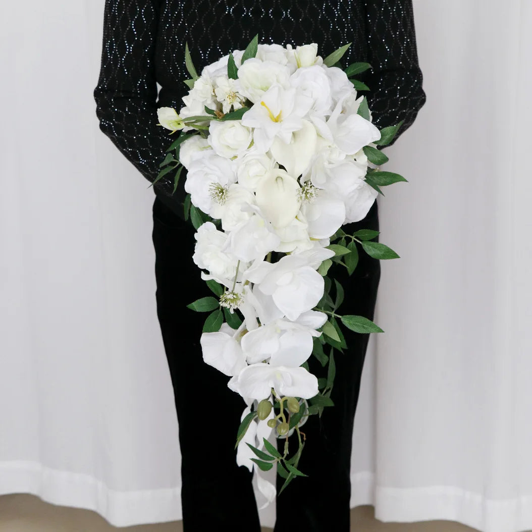 Bouquet de mariée artificiel en cascade — vue 4