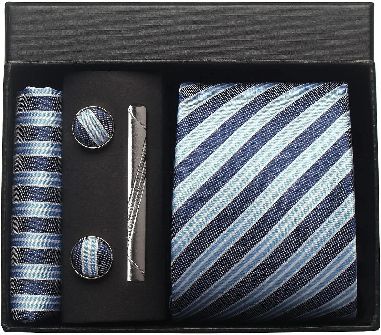 Coffret Cravate Mariage 8 cm Pochette Pince et Manchettes