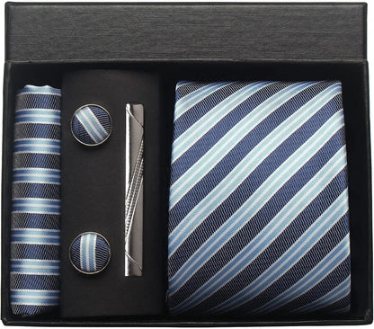 Coffret Cravate Mariage 8 cm Pochette Pince et Manchettes