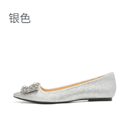 Ballerines mariée pailletées à boucle strass