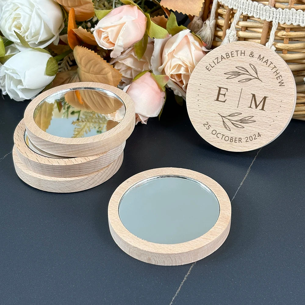 Miroir de poche bois personnalisé mariage — vue 3